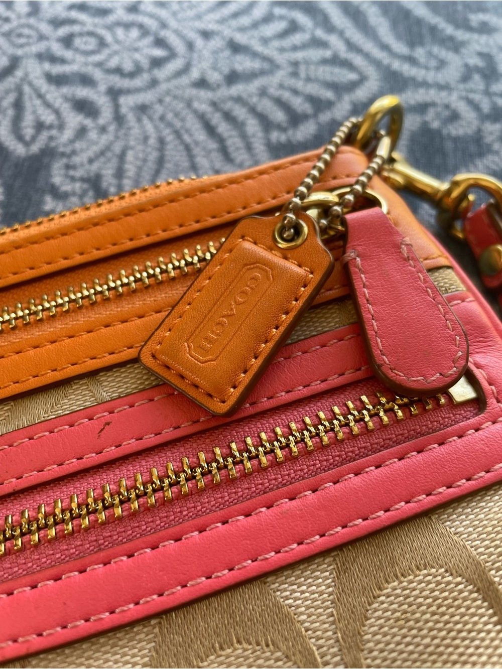 Coach Mini Bag with Pink and Orange Leather Accents